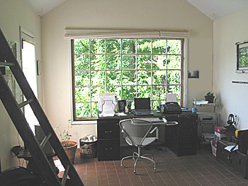 Inside the studio out-building
